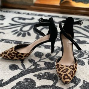 Leopard print kitten heel pumps